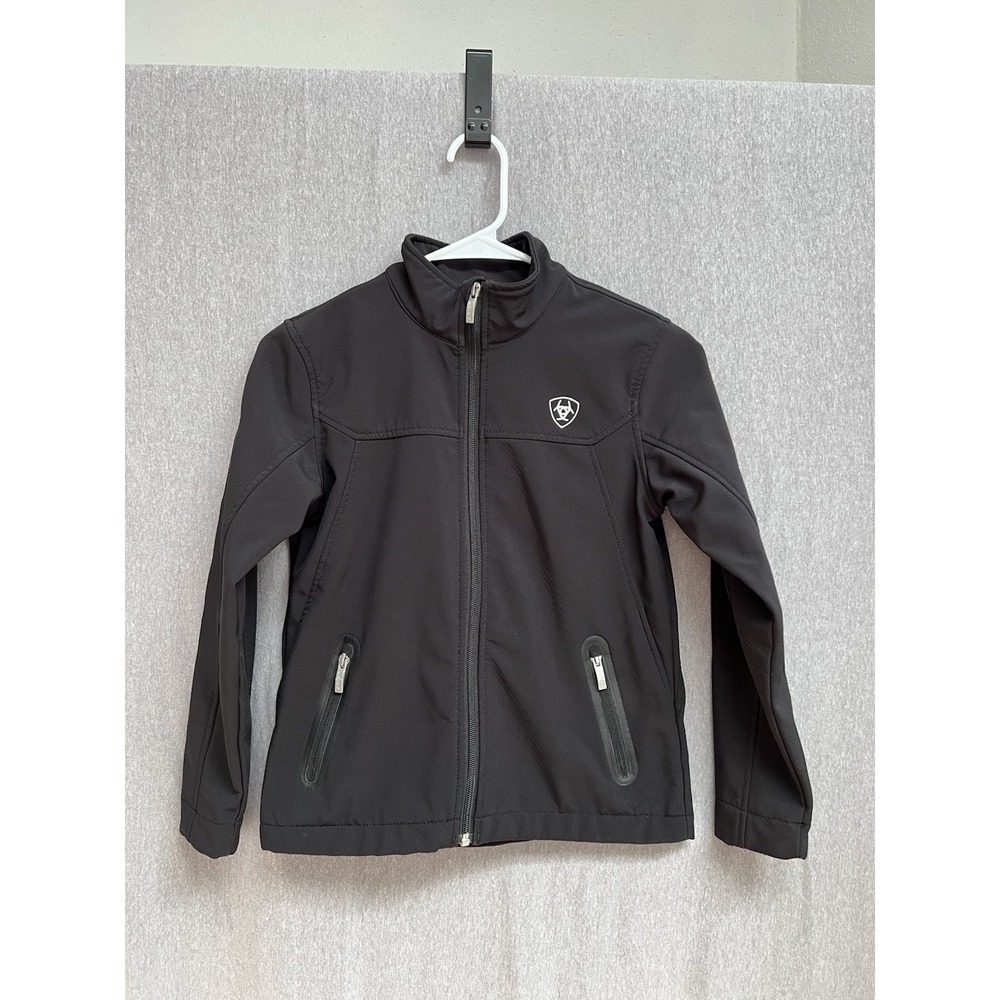 Ariat Tek New Team Soft Shell Jacket Boys Sz M(10) Black Waterproof Full Zip